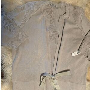 Elie Tahari Cotton-Silk Blend Izzie Sweater Cardigan – Cotton Seed – Size XL